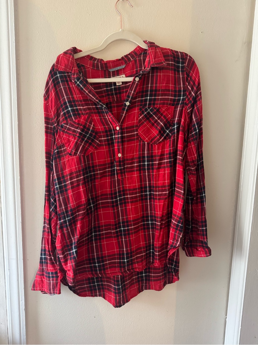 Merona Red and Black Plaid Button-Down Shirt